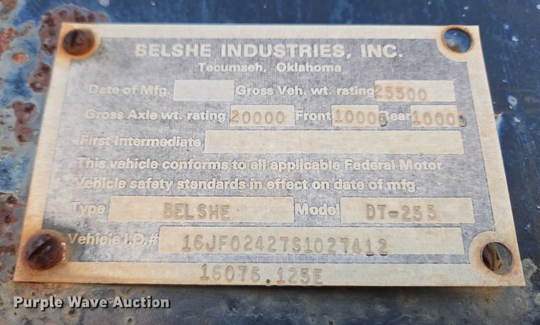 image for item EU3722 1995 Belshe DT-255 equipment trailer