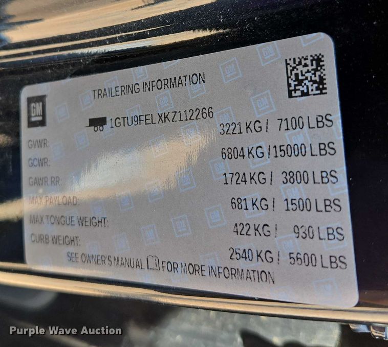 image for item EU3728 2019 GMC Sierra 1500 Crew Cab pickup truck