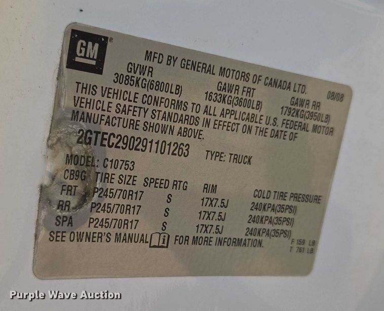 image for item EU3729 2009 GMC Sierra 1500 Ext. Cab pickup truck