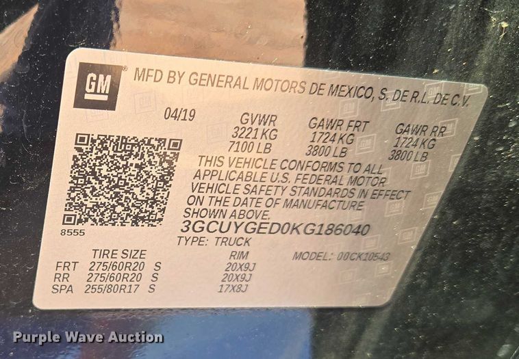 image for item EU3731 2019 Chevrolet Silverado 1500 Crew Cab pickup truck