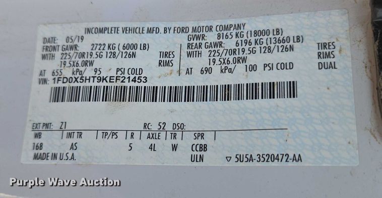 image for item EU3736 2019 Ford F550 SuperCab flatbed truck