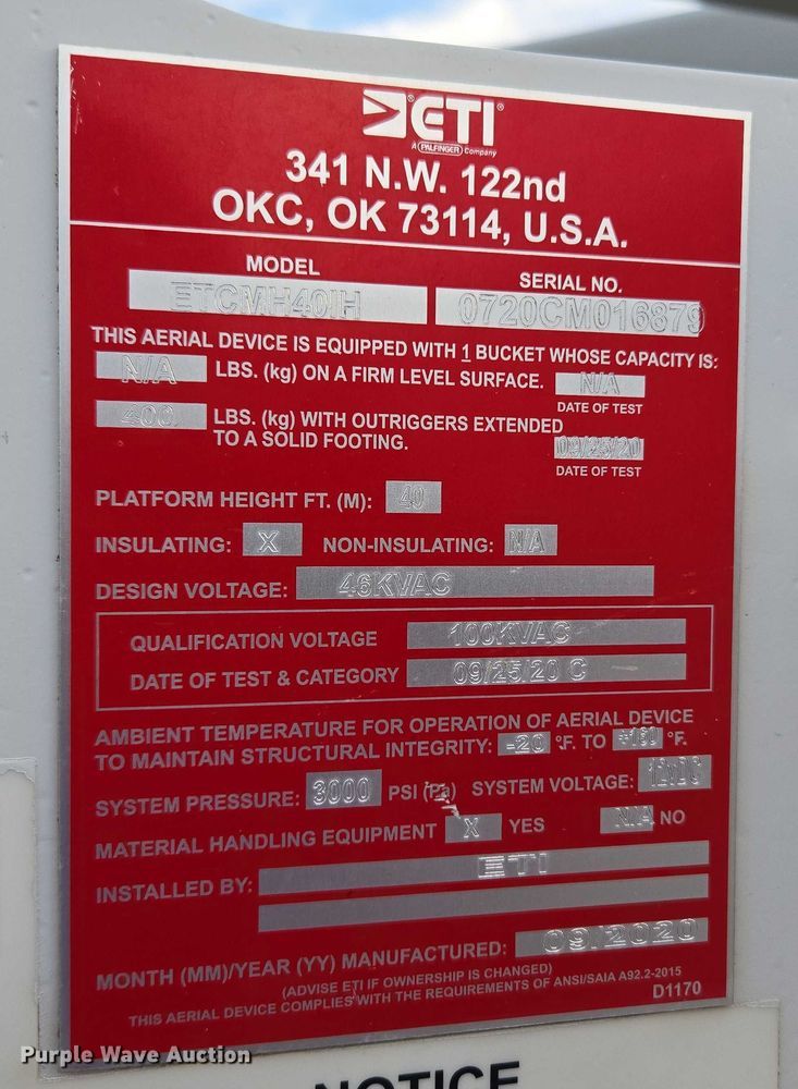 image for item EU3738 2020 Ford F550 bucket truck