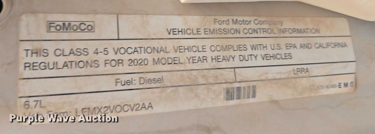 image for item EU3738 2020 Ford F550 bucket truck