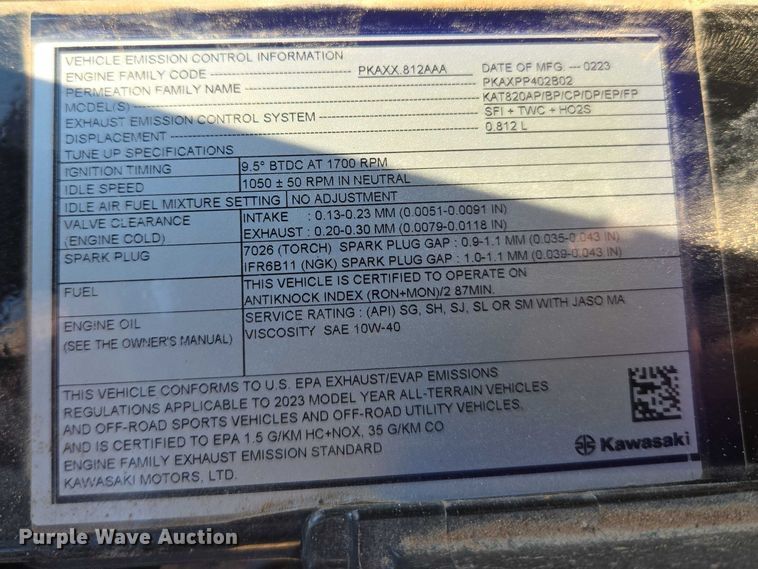 image for item EU3746 2023 Kawasaki Mule Pro-FTX utility vehicle