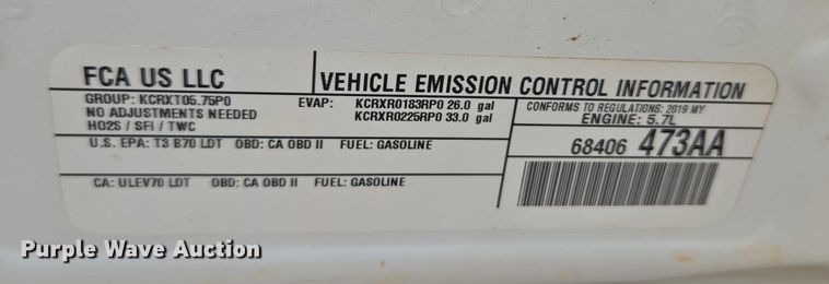 image for item EU3764 2019 RAM 1500 Crew Cab pickup truck