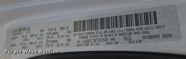 image for item EU3765 2015 Dodge Ram  1500 Crew Cab pickup truck