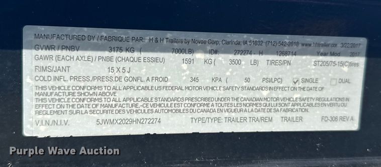 image for item EU6018 2017 H&H MX Speedloader tilt deck equipment trailer