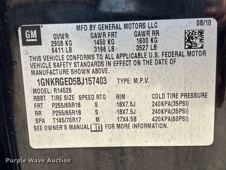 image for item EU7018 2011 Chevrolet Traverse SUV