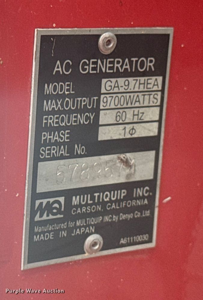 image for item EV1904 MQ Power GA-9.7HEA generator