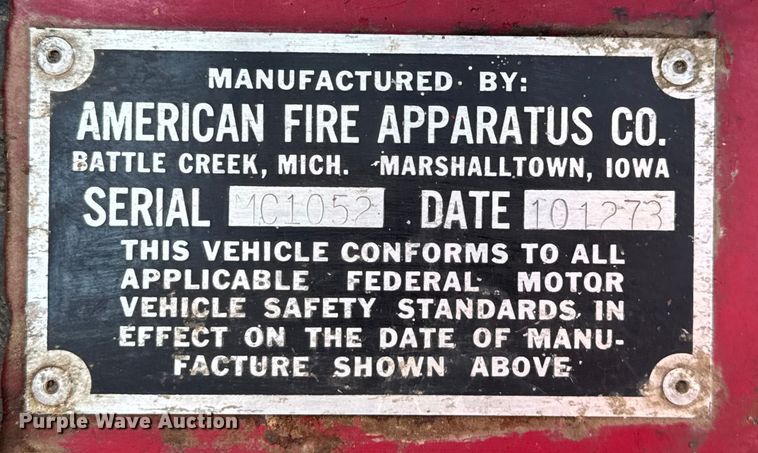 image for item EV1951 1973 Ford F750 pumper fire truck