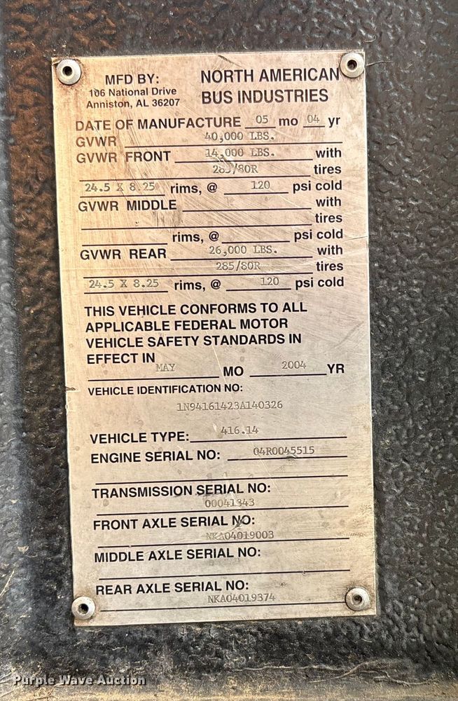 image for item EV3007 2003 North American Bus Industries SHF40 transit bus