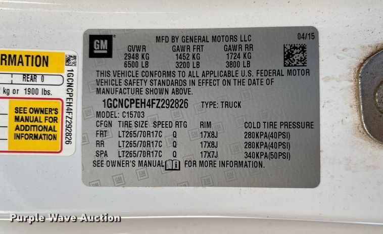 image for item EV3009 2015 Chevrolet Silverado pickup truck