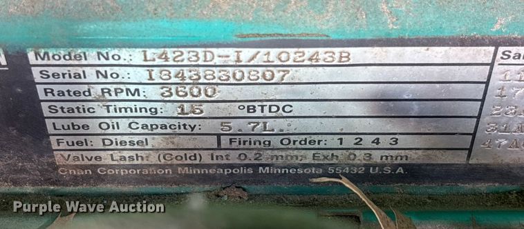 image for item EV3013 Onan 33.0DL4B-15R/27478B generator