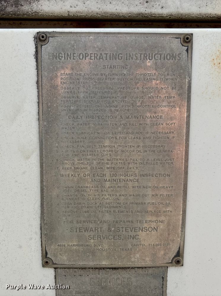 image for item EV3020 Stewart and Stevenson Services generator