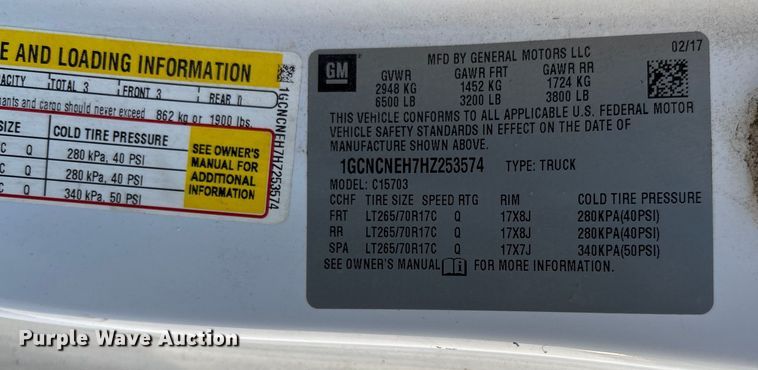 image for item EV3031 2017 Chevrolet Silverado 1500 pickup truck