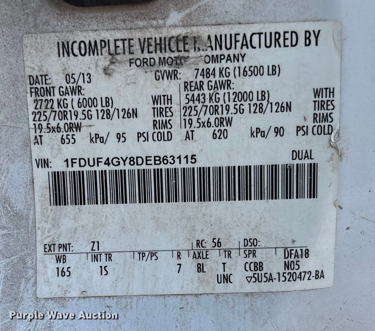 image for item EV3032 2013 Ford F450 Super Duty bucket truck