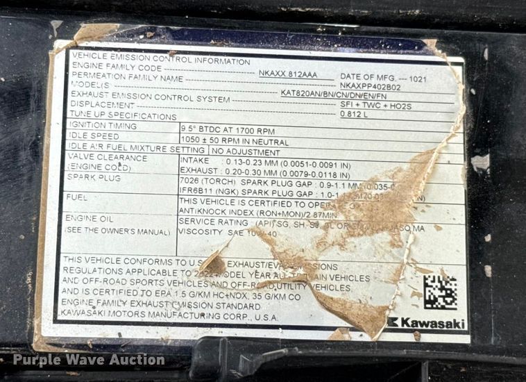 image for item GH9337 2022 Kawasaki Mule Pro-FXT utility vehicle