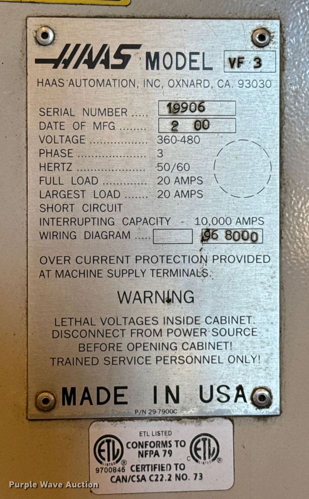 image for item GH9366 Haas VF 3 CNC lathe