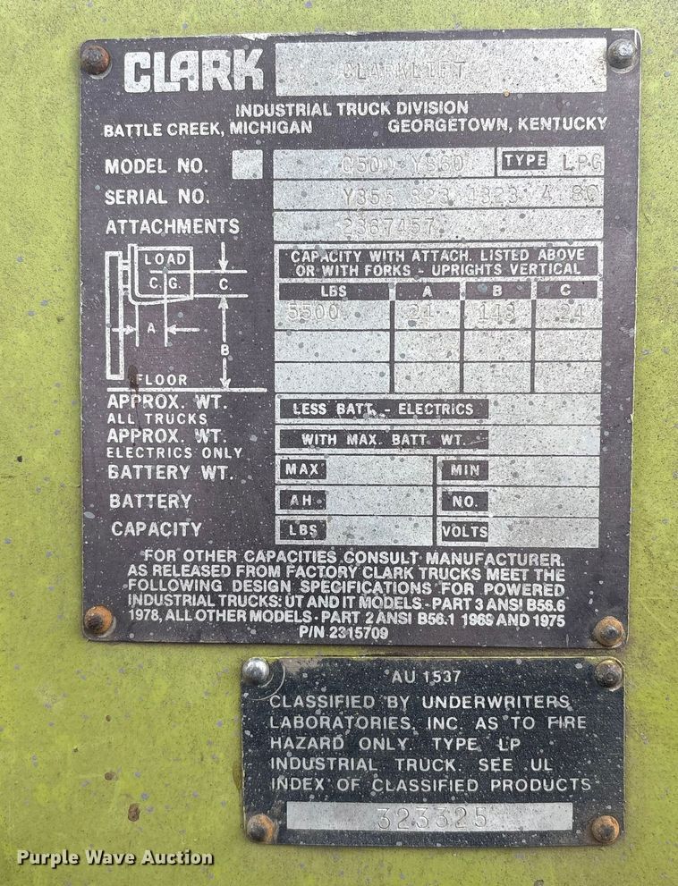 image for item GH9369 Clark C500 YS60 forklift