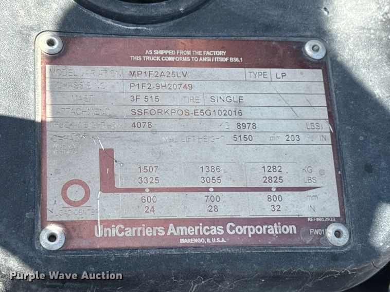 image for item GH9377 2016 UniCarriers PF50 forklift