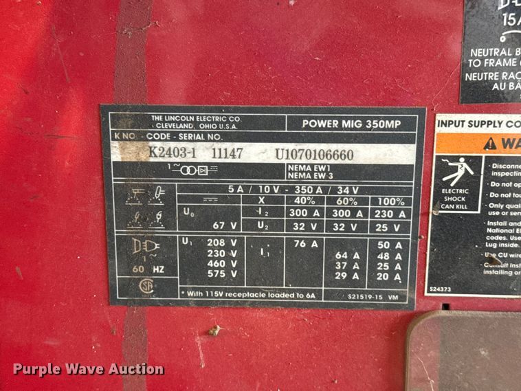 image for item GH9391 Lincoln Power Mig 350MP welder