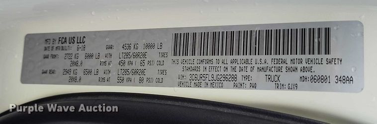 image for item IP9662 2018 RAM 2500 Laramie Crew Cab pickup truck