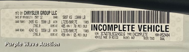 image for item NU9618 2012 Dodge Ram 3500 flatbed pickup truck