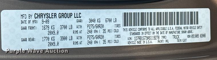 image for item NU9620 2010 Dodge Ram 1500 Quad Cab pickup truck