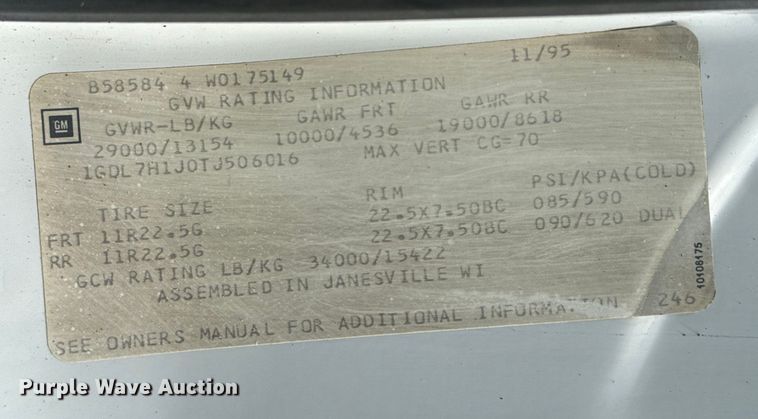 image for item NU9660 1996 GMC Top Kick flatbed truck