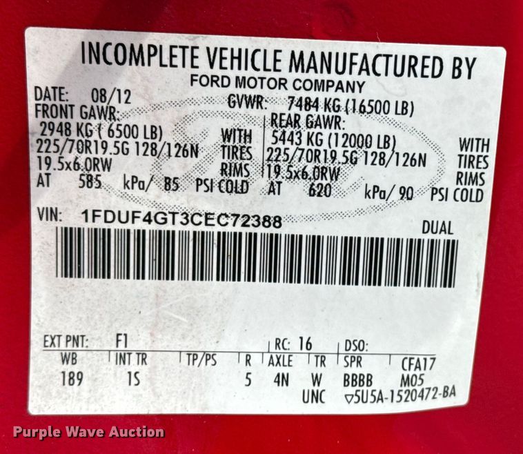 image for item NU9664 2012 Ford F450 Super Duty flatbed truck