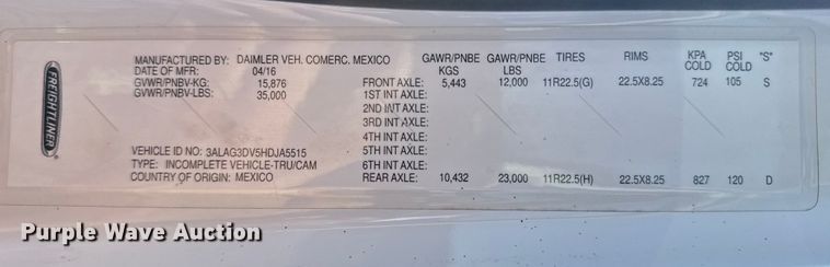 image for item NU9678 2017 Freightliner 114SD toter truck