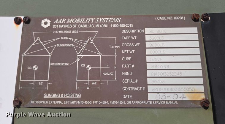 image for item OC9797 2004 AAR Mobility ISU 96RC walk in cooler