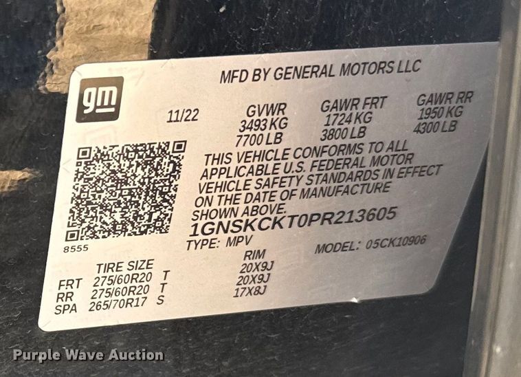 image for item YA0942 2023 Chevrolet Suburban SUV