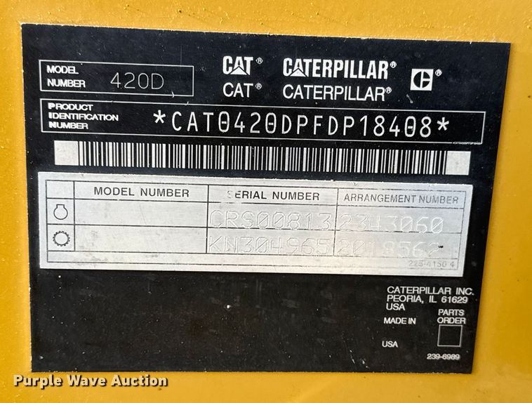 image for item DJ7792 2004 Caterpillar 420D backhoe