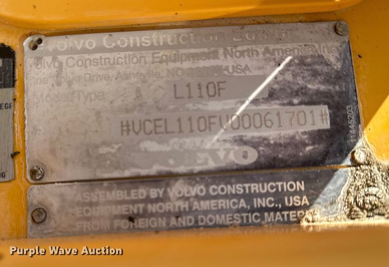 image for item DJ7800 2008 Volvo L110F wheel loader