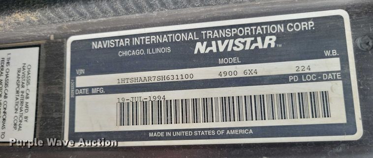 image for item DN4061 1995 International 4900 sewer jetter truck