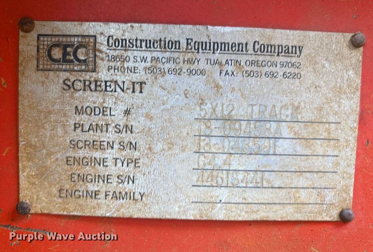 image for item DO1248 Construction Equipment Company Screen-It screening plant