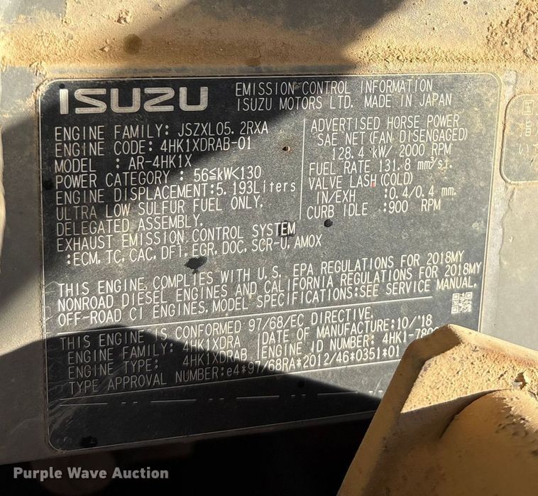 image for item DO1250 2019 Hitachi Zaxis 210LC-6N excavator