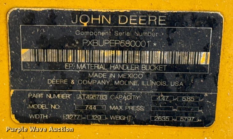 image for item DO1262 2019 John Deere 744K wheel loader