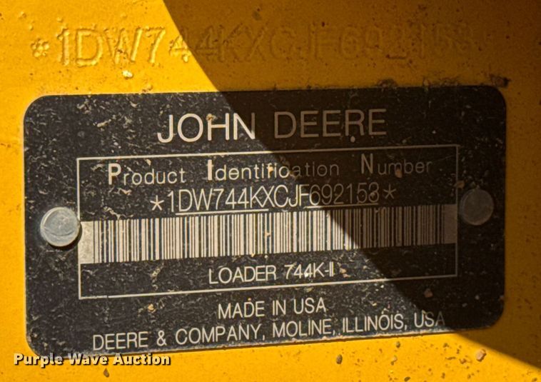 image for item DO1262 2019 John Deere 744K wheel loader