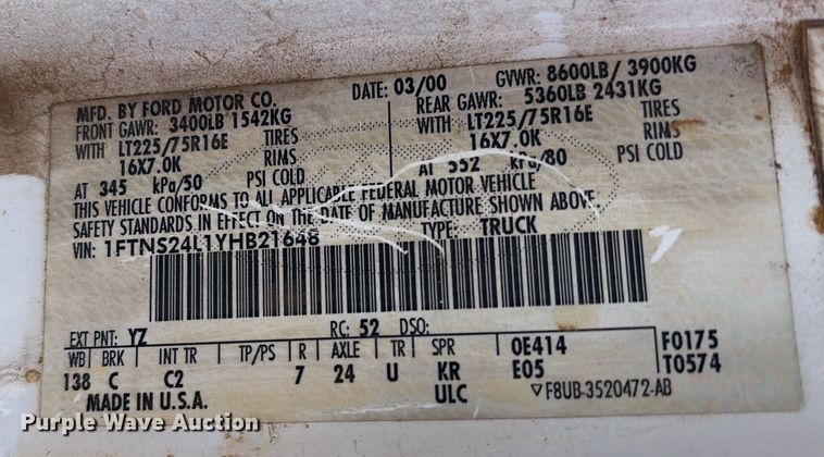 image for item DO1271 2000 Ford E250 van