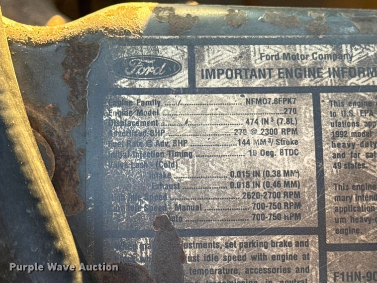 image for item DO2255 1992 Ford L8000 dump truck