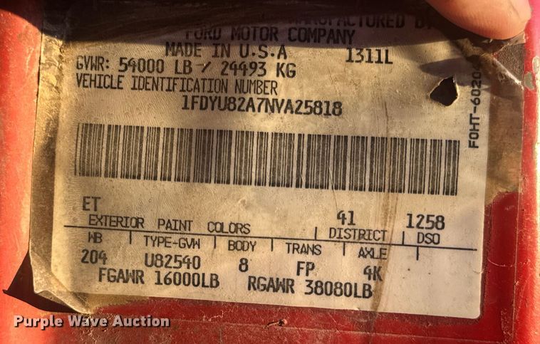 image for item DO2255 1992 Ford L8000 dump truck