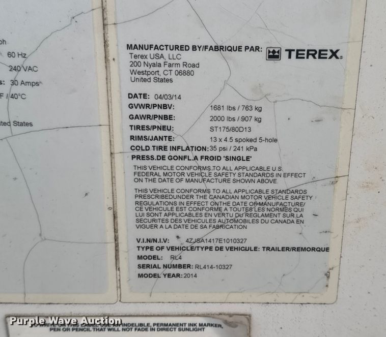 image for item DO2316 2014 Terex RL4 Light Plant
