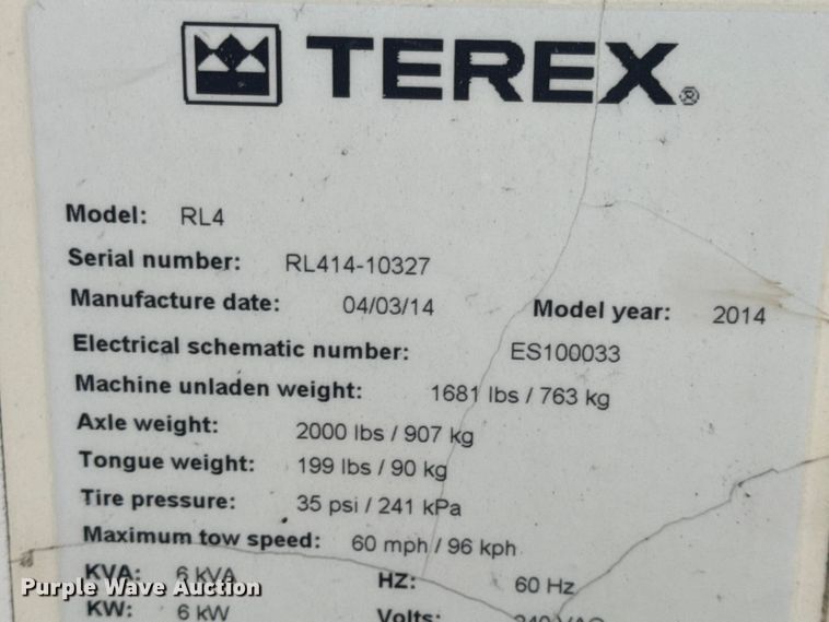 image for item DO2316 2014 Terex RL4 Light Plant