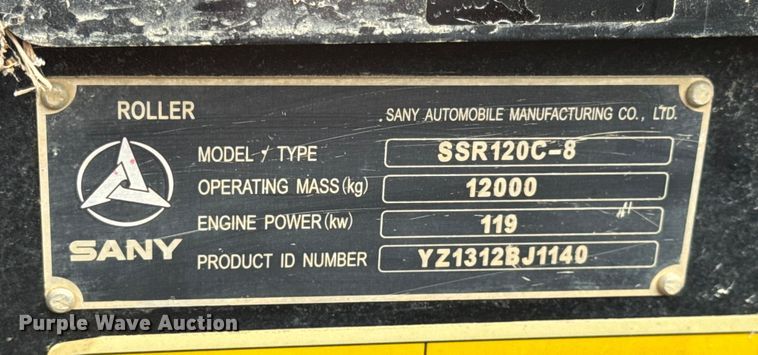 image for item DO2317 Sany SSR120C-8 single drum vibratory roller
