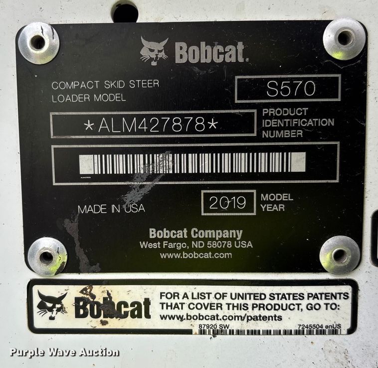 image for item DR2832 2019 Bobcat S570 skid steer loader