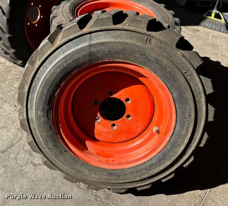 image for item DT6392 (4) Bobcat 27x10.5-15 tires and wheels