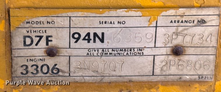 image for item DW6622 1973 Caterpillar D7F dozer