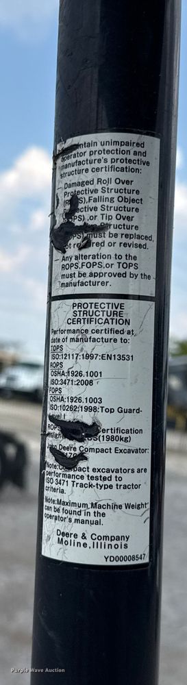 image for item DX5809 2018 John Deere 17G mini excavator